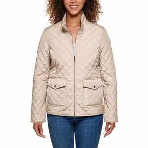 Tommy Hilfiger Women's Size Medium Beige Diamond Quilted Barn Jacket